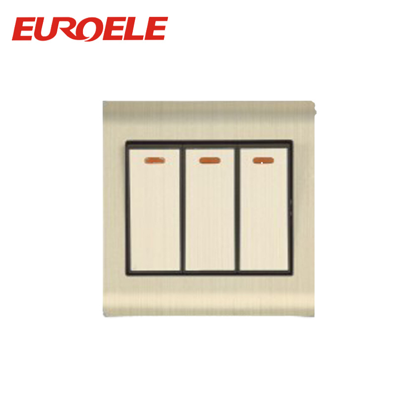 British Type Champagne Gold 3 Gang Wall Switch