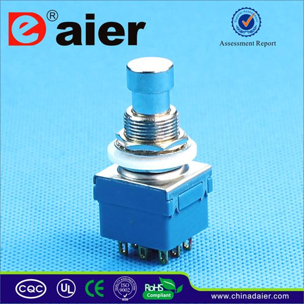 3PDT Foot Switch; 9pins Solder Latching Push Button Switch (PBS-24-302)