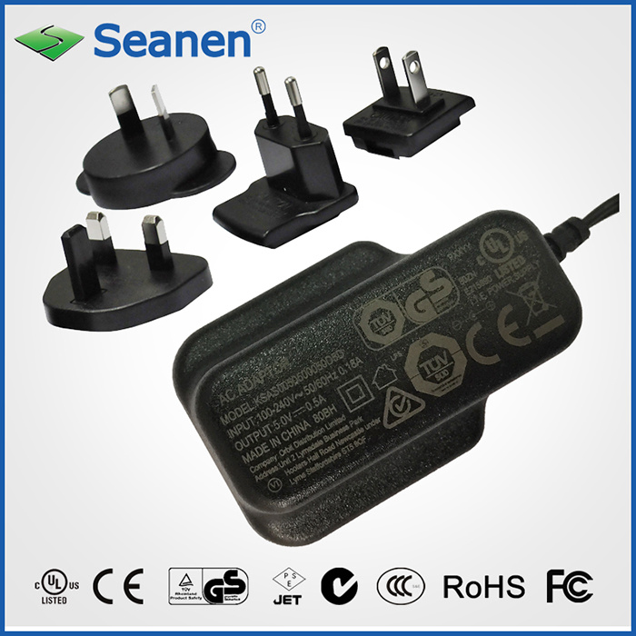 5W Multi-Plugs AC/DC Adaptor (RoHS, efficiency level VI)