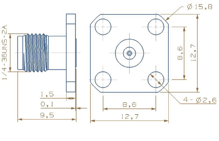 SMA-Kfd 4hole Flange Male Connector