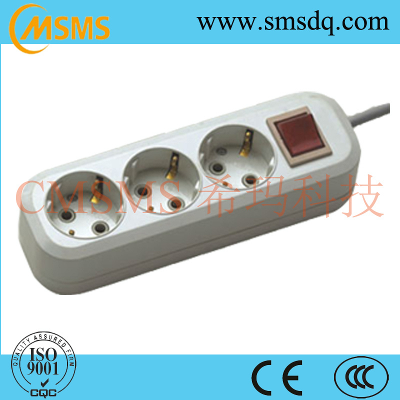 10/16A European Style 3 Way Switch Extension Power Cord Socket