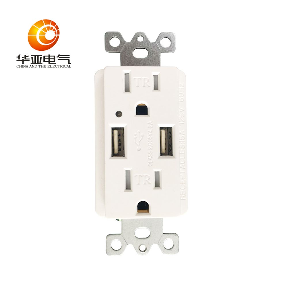 4.2A 5V USB Wall Socket White, UL Listed