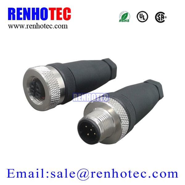 Straight Plastic M12 Cable Connector IP67 Connector