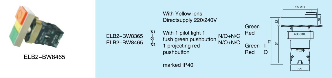 High Quality Pushbutton Switch (ELB2-BW8465)