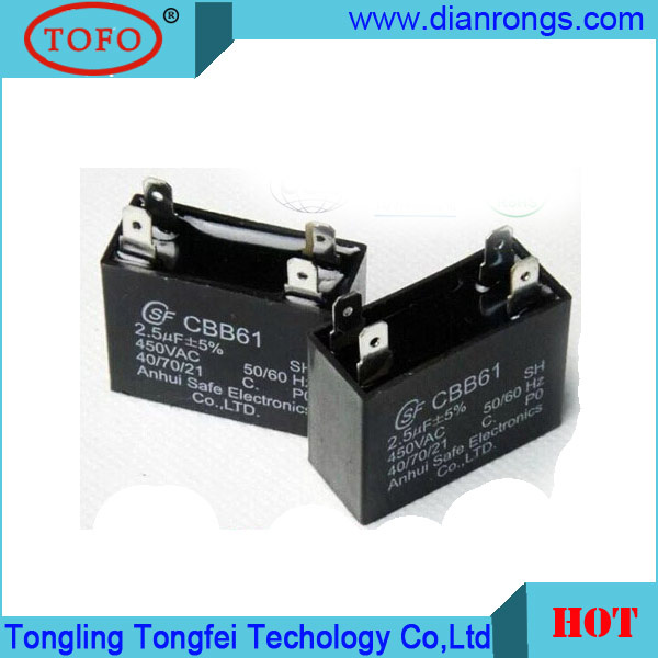 Metallized Polypropylene Film Fan Capacitor Cbb61 with Long Life