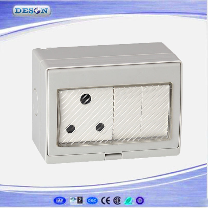 IP55 2 Gang Switch and 1 Gang South Africa Socket Waterproof Wall Switch Socket