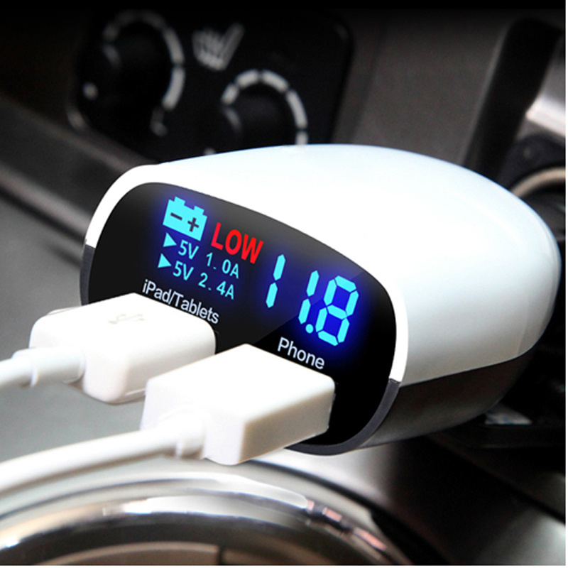 2 USB High Tech Display Car Charger for Mobile Phone