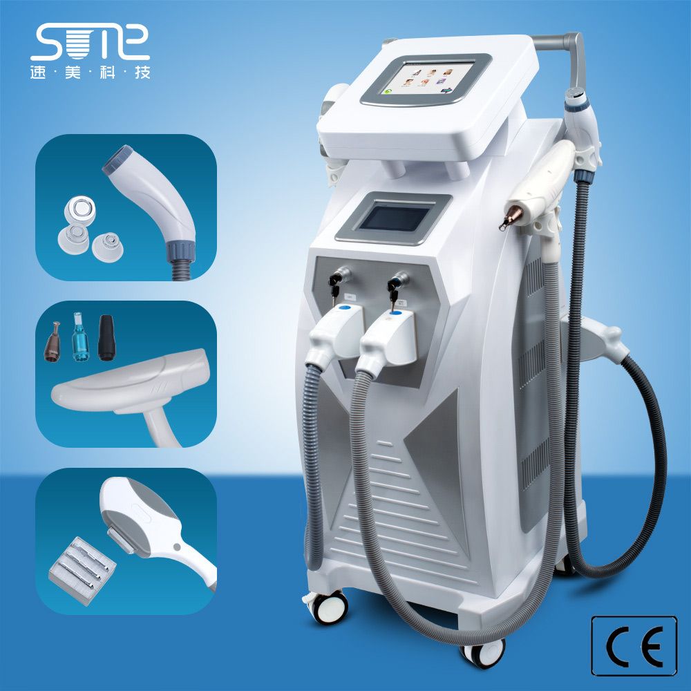 4 in 1 Elight IPL Shr Hair Removal Salon Machine Skin Rejuvenation Acne Scar Removal Laser Tattoo Eyebrow Pigmentation Equipment Double Screen Same Work