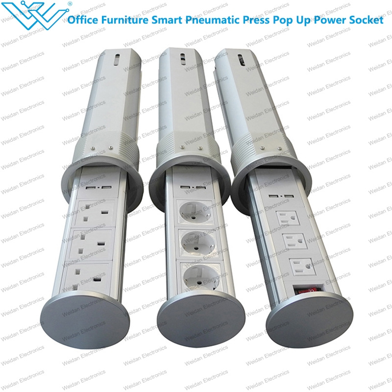 Office Furniture Smart Pneumatic Press Pop up Power Socket with USB Outlets