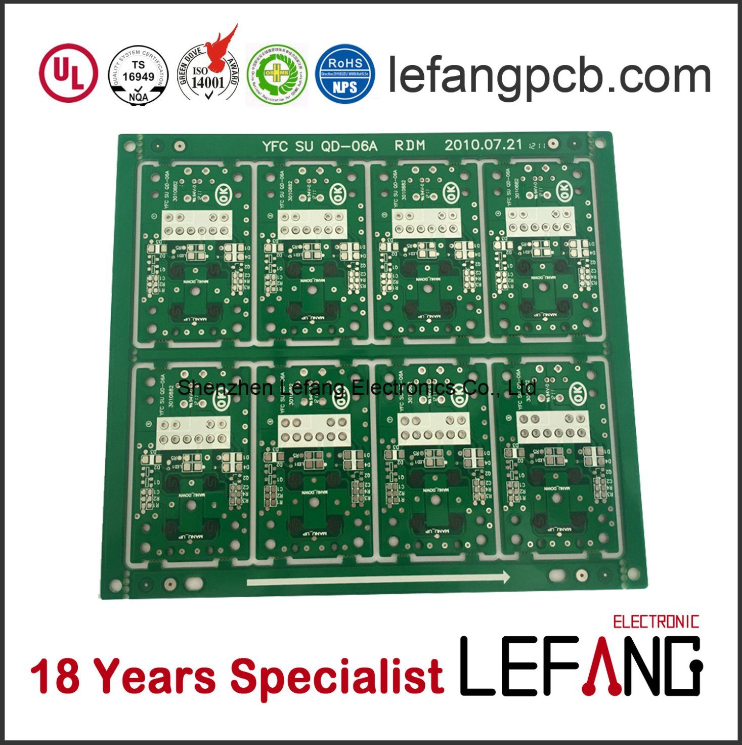 Green Solder Thick Copper PCB Printed Circuit Board with Lf-HASL