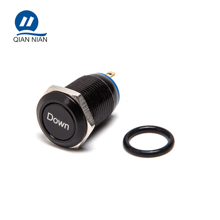 12mm Laser Letter Black Body 2pin Momentary Push Button Switch