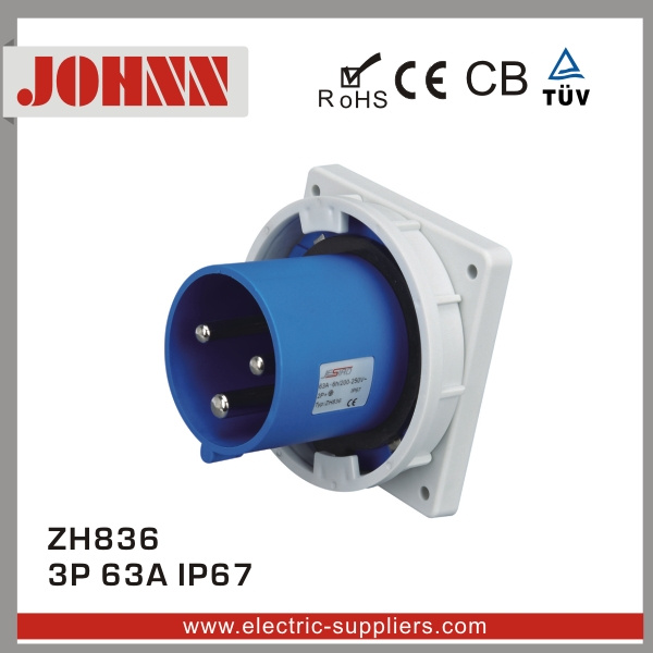 IP67 3p 63A Panel Mounted Plug for Indusrtrial