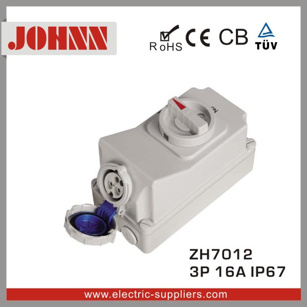 IP67 3p 16A Socket with Switches and Mechanical Interlock