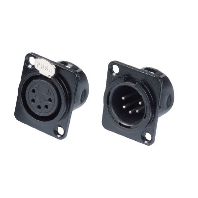 Professional Black 5-Pin XLR Male Female Connector Chassis Socket