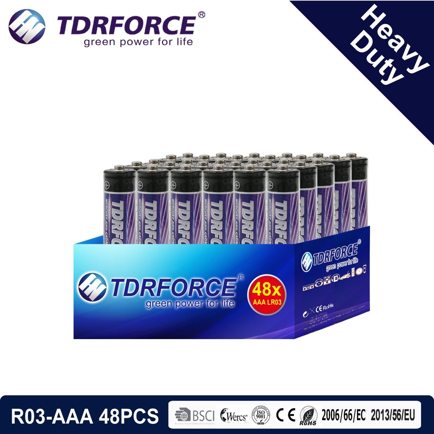 1.5V Heavy Duty Dry Battery with BSCI for Flashlight (R03-AAA 48PCS)