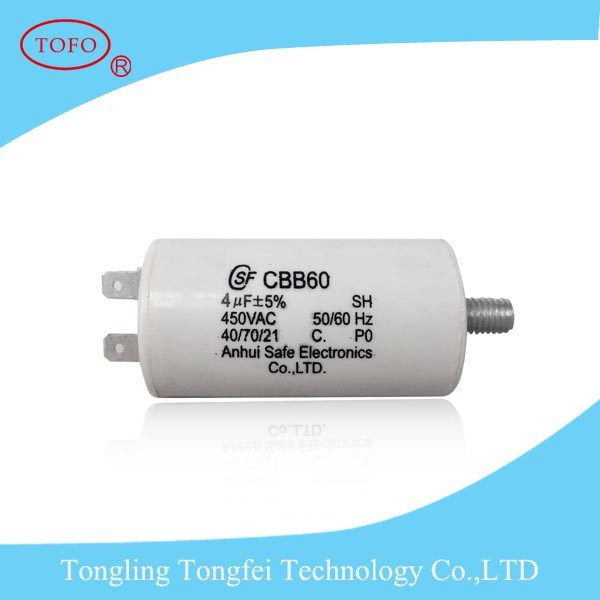 Cbb60 Motor Run Capacitor with Wire, Screw