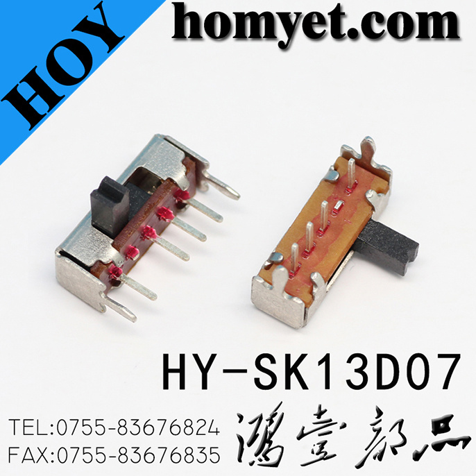 High Quality 4pin Three-Position Slide Switch/Push Button Switch (HY-SK13D07)