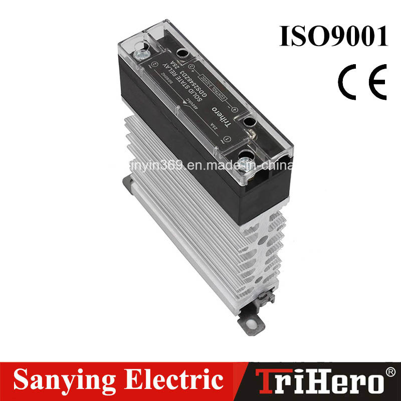 15A Slim SSR Solid State Relay with Heatsink and DIN Rail Mounting Base