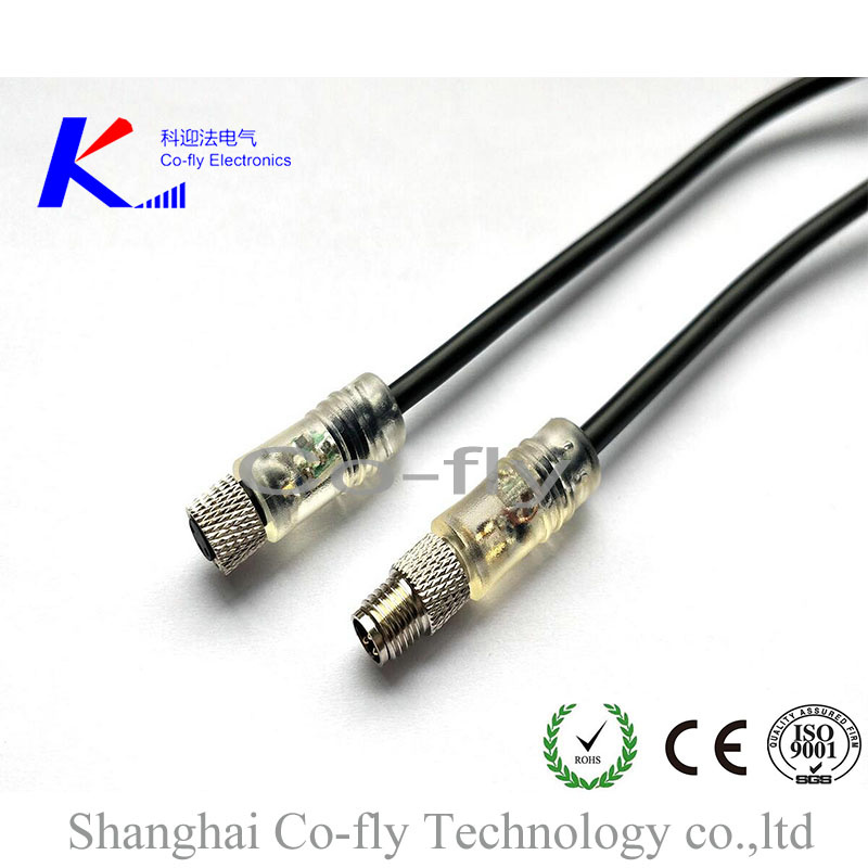 2, 3, 4, 5, 6 Pin Waterproof Straight M8 LED Indicator Lamp Electronic Connector