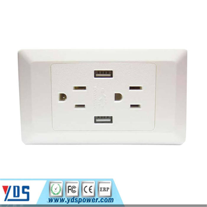 2 Gang/3 Pin Universal Socket, Us USB Wall Socket