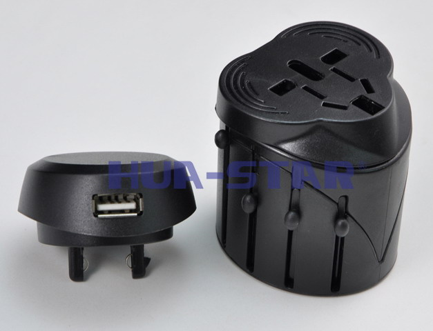 Swiss Adapter with USB Charger (HS-T098U)