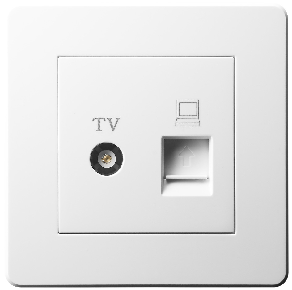 2 Gang TV + RJ45 Data Outlet