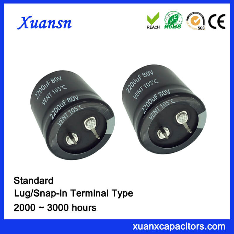Snap in 2200UF 80V Capacitor Electrolytic 105c