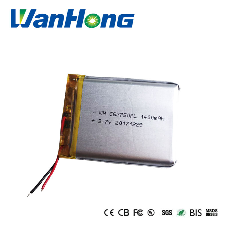 663750pl 1400mAh 3.7V Lithium Battery for GPS