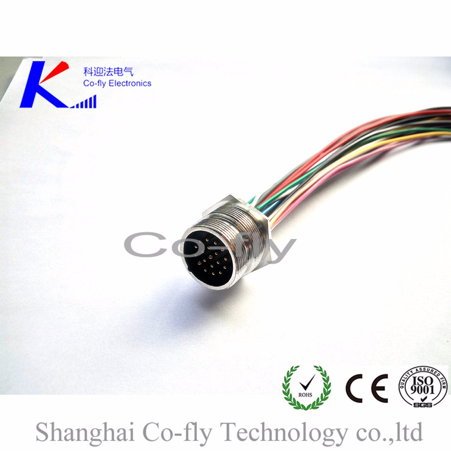 Front Mount 12, 17, 19 Pin M23 Flange Circular Electrical Cable Accessories with Pigtail