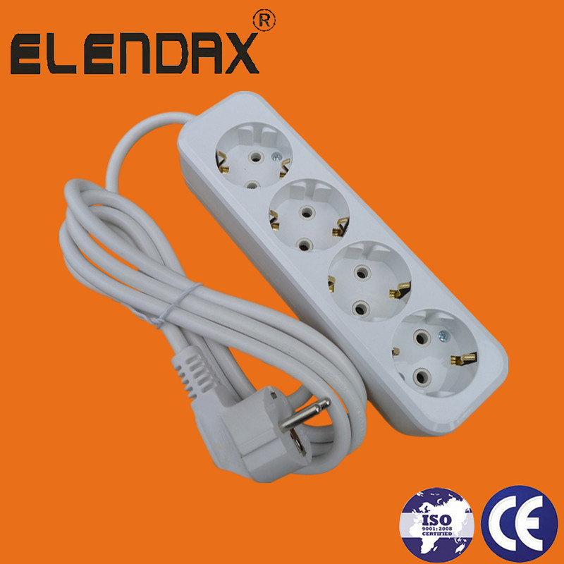 4 Way Schuko Standard 2 Pin+Earth 16A Extension Cord Socket with Cable 3X1.5 mm Sq with Schuko Plug (E8004E)