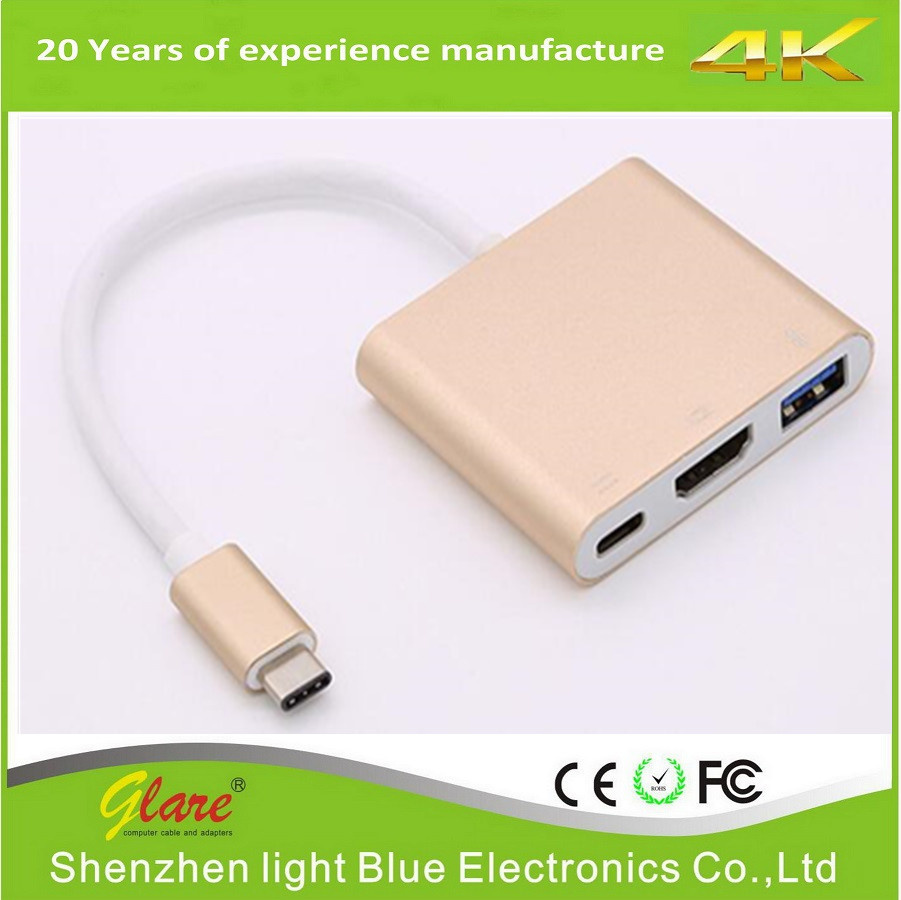 USB 3.1 C Type to HDMI+USB 3.0+Type C Hub Adapter