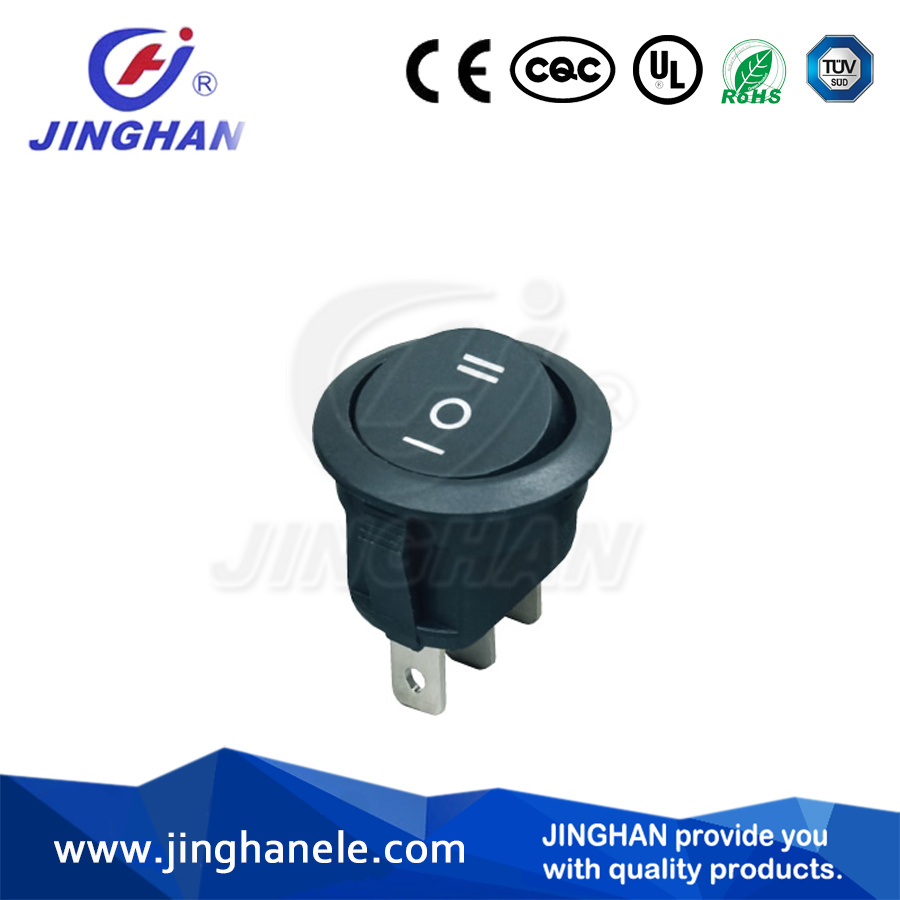 High Quality Single Pole 3 Way 3 Position Round Rocker Switch