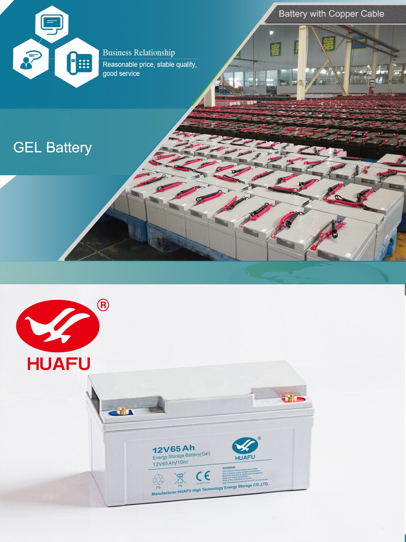 Maintenance Free General Purpose Gel Batteries 12V70ah