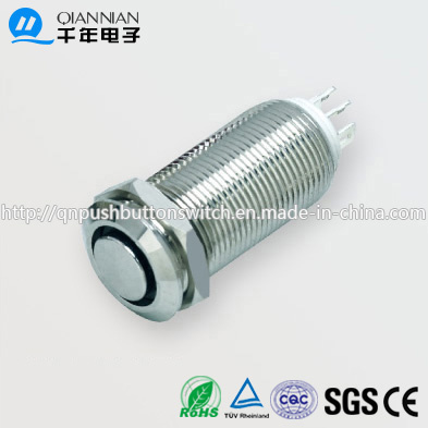 12mm 1no Momentary Flat Head Ring Type Illuminated Lamp IP65 Push Button Switch