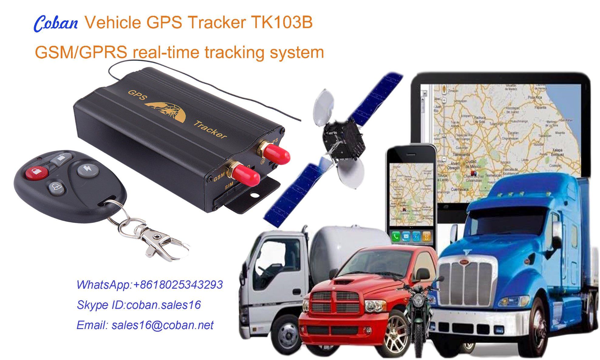2017 New Arrival GPS GSM Chip Car GPS Tracker Tk103b with Fuel Sensor/Sos Panic Button