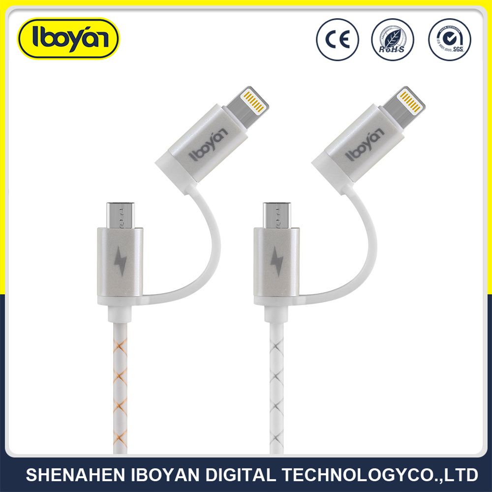 2 in 1 Data Cable USB Mobile Phone Charger with Ce/RoHS/FCC