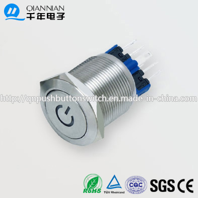 22mm Resetable Self-Locking Flat Character Illuminated IP67 Ik10 Push Button Switch