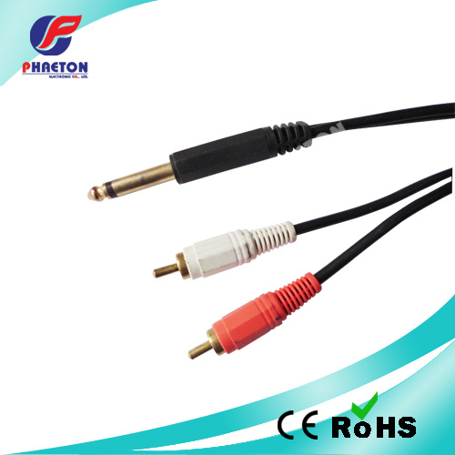 AV Cable 6.35mm Mono Plug to 2RCA Male Cable