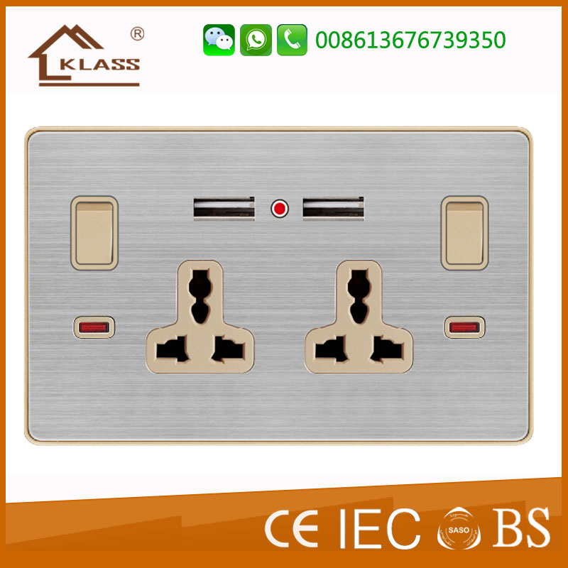 3 Pin Electrical USB 220V Wall Switches and Mf Socket
