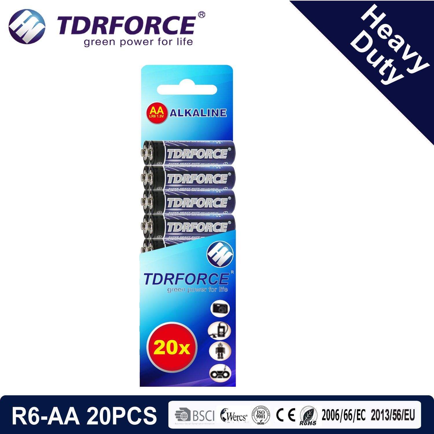 1.5V Heavy Duty Dry Battery with BSCI for Flashlight (R6-AA 20PCS)