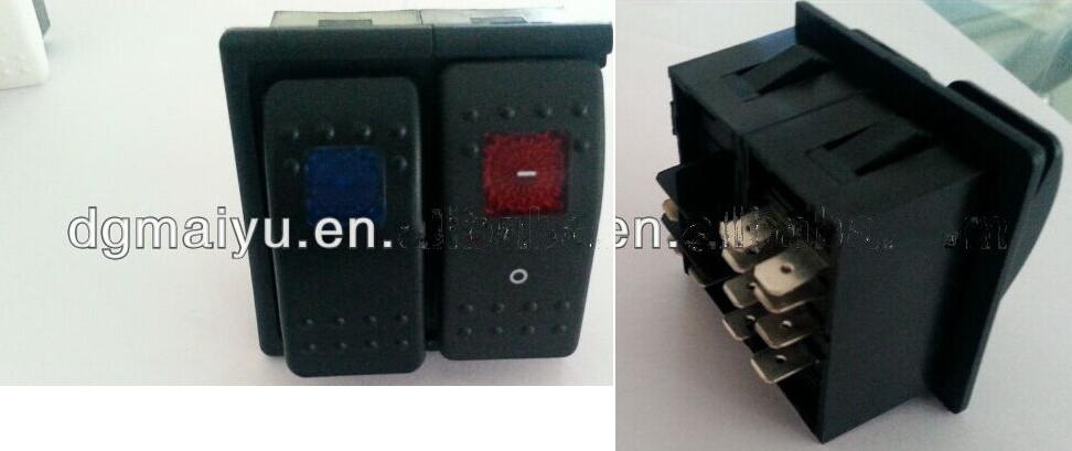 2 Gang Marine Rocker Switch/12V/24V LED Rocker Switch IP68