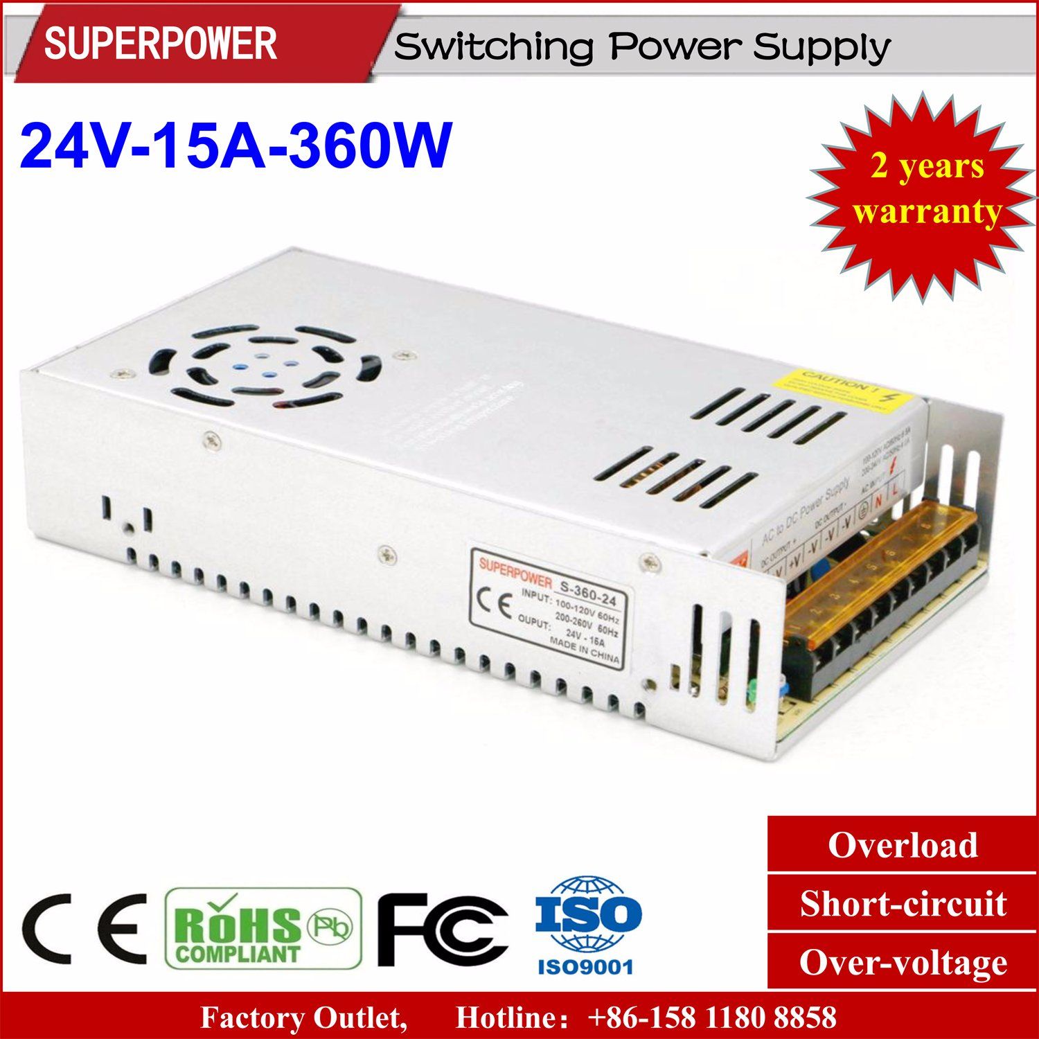 LED Driver 24V 15A 360W Switching Power Supply for for 3D Printer