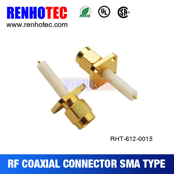 SMA Plug Panel Receptacle Coaxial Connector Flange Mount