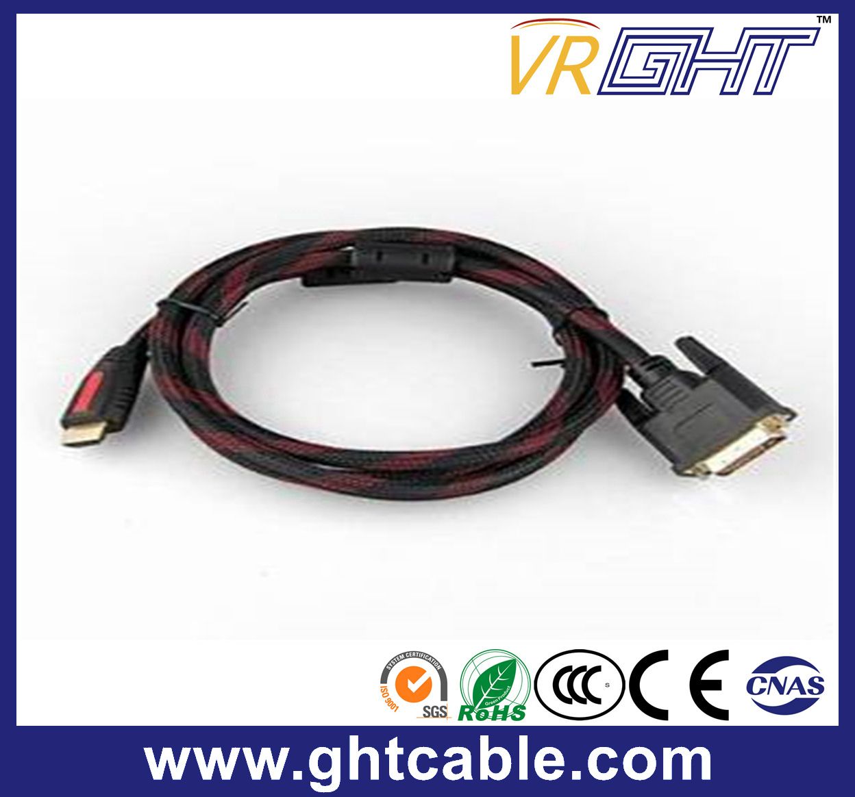 1080P/2160p HDMI to DVI Cable with Outer Braiding Jacket