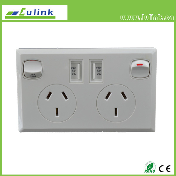 Australian Standard Double USB Charger Wall Socket, Wall Switch