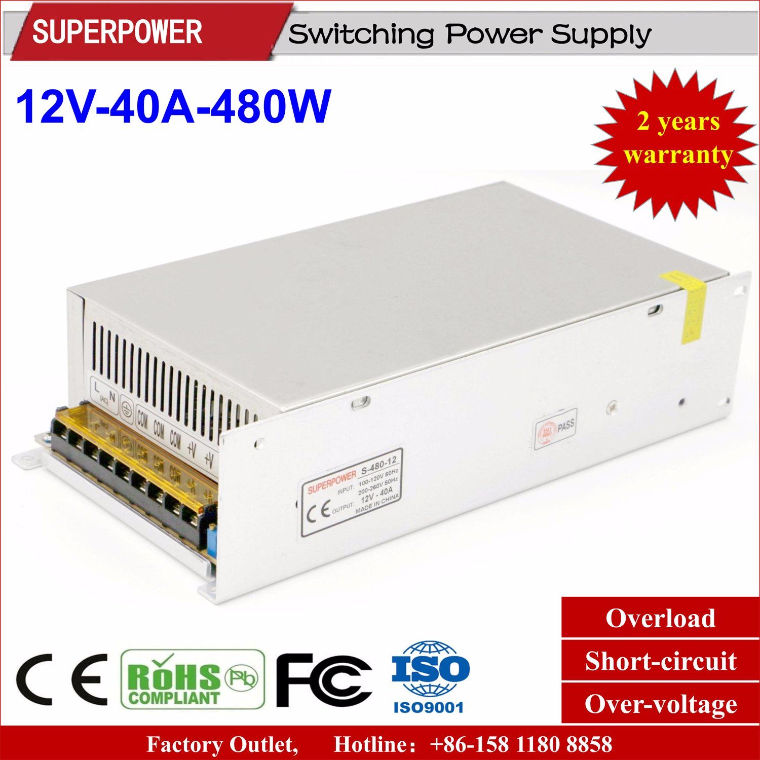 480W 12V 40A Switching Power Supply for CCTV Camera