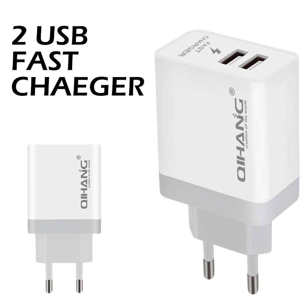 2.4A Double USB Fast Mobile Phone Adapter Charger for Mobile