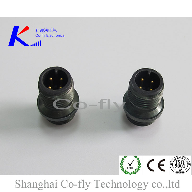 M12 Male Panel Connector, M12 Connector Solder, Front Fastened, M12 Quick-Lock Type