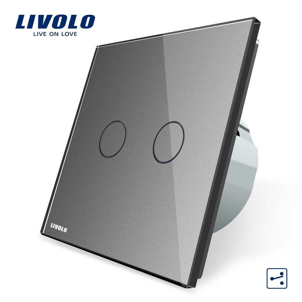 Livolo New Design Two Gang Two Way Gray Touch Switch Vl-C702s-15