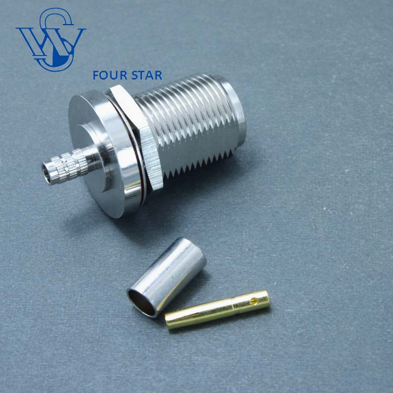 RF Coaxial Crimp Bulkhead N Female Jack Connector for Rg58 Cable